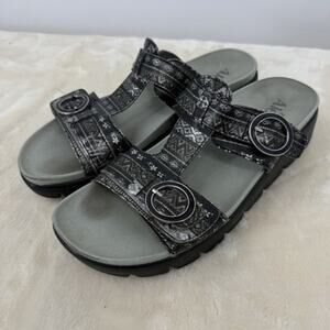 Alegria Vita Metallic Silver Pewter Leather Slide Sandals Women’s Size 39 US 9